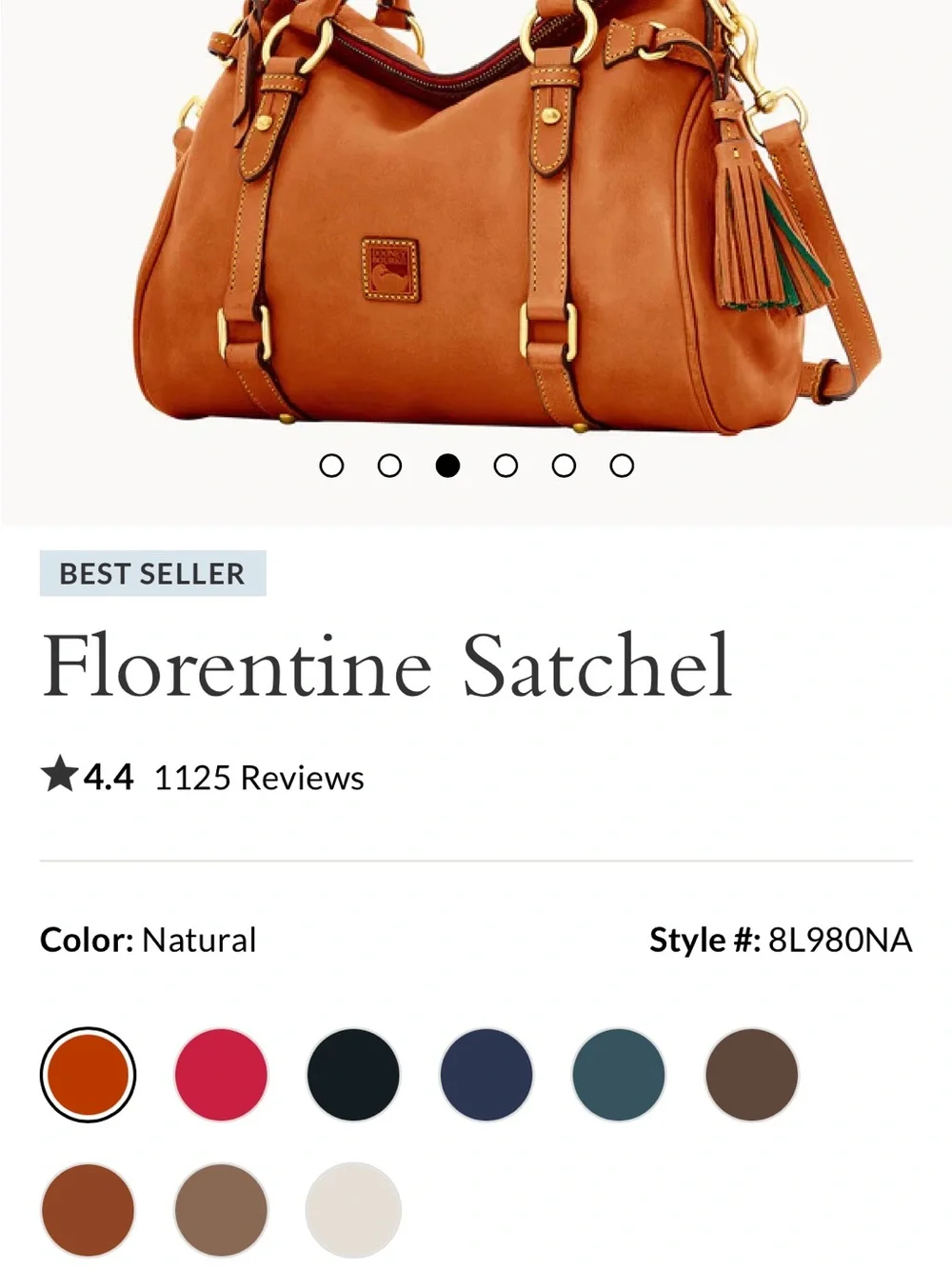 Dooney & Bourke Cognac Leather Satchel with Removable Strap